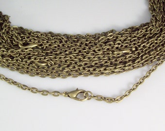100 30" Antique Bronze ROLO Chain Necklaces with Lobster Clasp 3mm