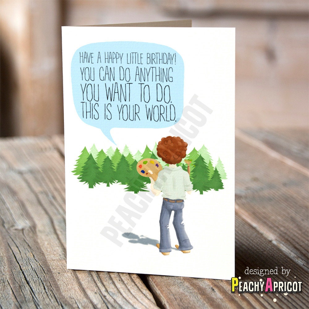 Bob Ross Birthday Card Happy Little Birthday Card You