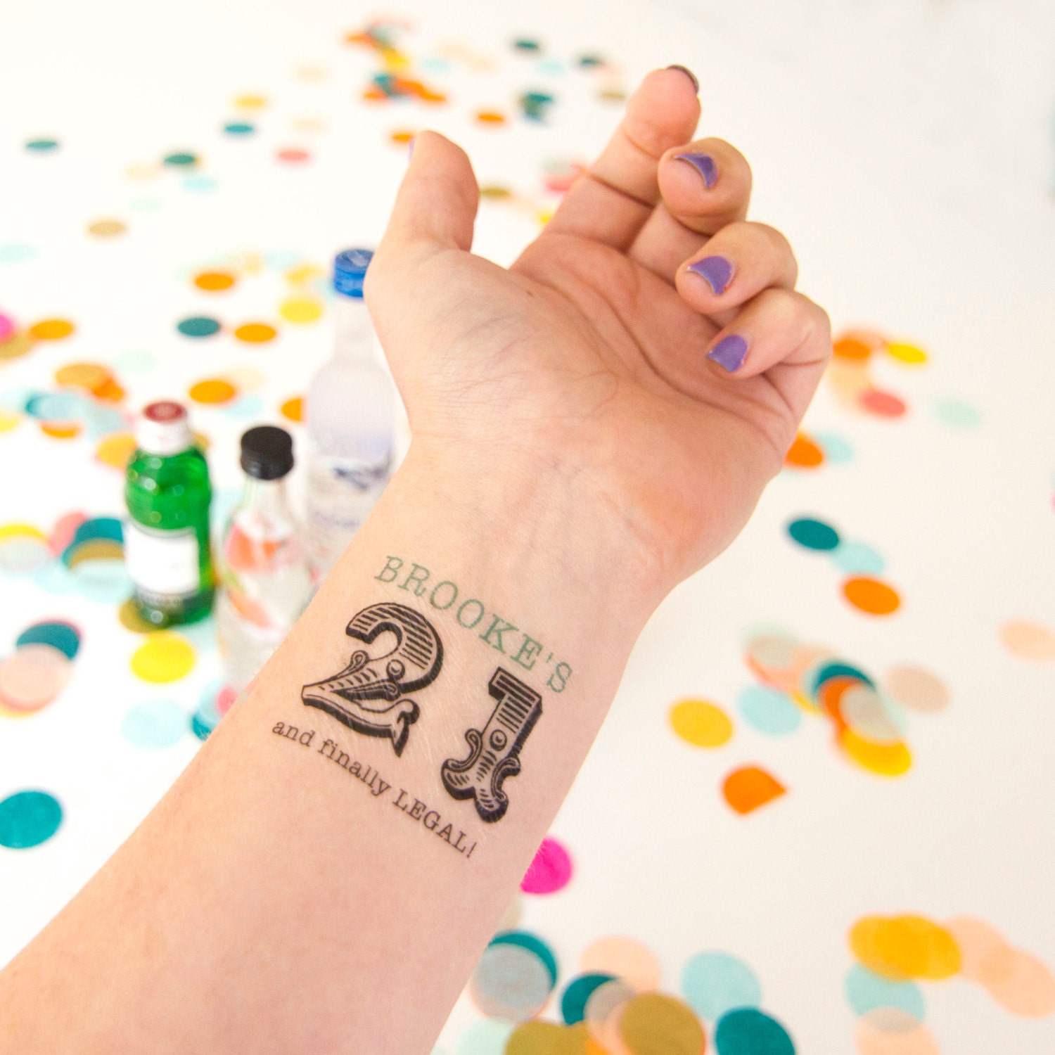 21st Birthday Temporary Tattoo 21 & Finally Legal