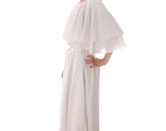 Fab Vintage Vuokko Designer Angel Gown White Cotton Wedding Tent Dress W Belt XS