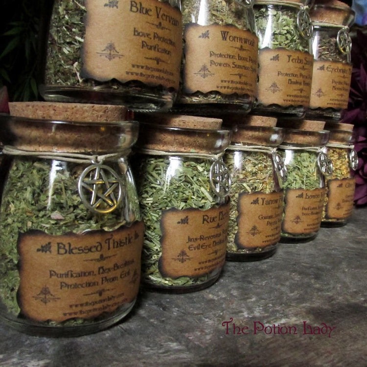 Set of Witch's Herbs Jars Sacred Herbs Wiccan by ThePotionLady