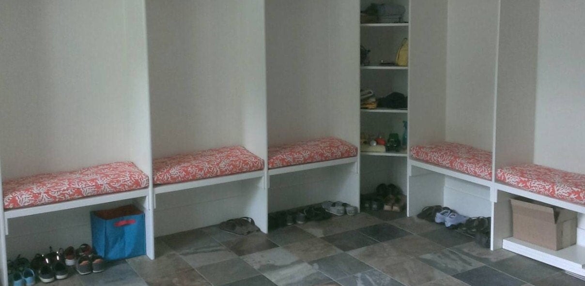 Mudroom Bench Cushions in Custom Fabric