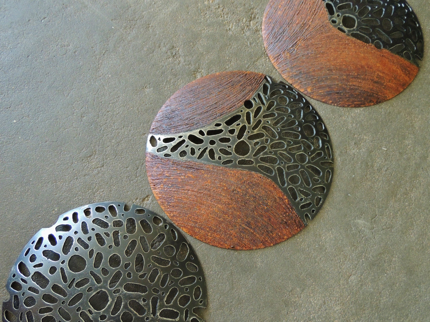 Round Metal Sculpture Set of 3 MADE TO ORDER Industrial