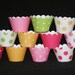 Hot Pink Lime Green Pink Yellow cupcake wrappers large and small polka dots solid Summer mix Lemonade