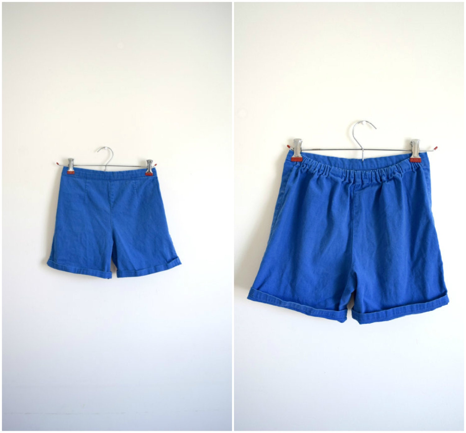Vintage 1960’s retro royal blue high waisted shorts / elastic back