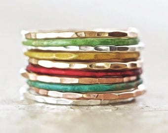 Stacking Rings / Thin Stacking Rings / Patina Stackable Rings / Stack / Silver Stack Ring / Stacking Ring Set / Stack Rings