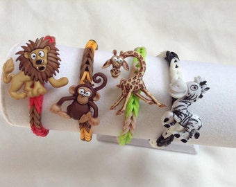 Birthday party favors loot bag party pack of 4 rubber band loom bracelets zoo theme