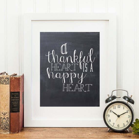 A Thankful Heart Is A Happy Heart Thanksgiving Holiday Print Poster ...