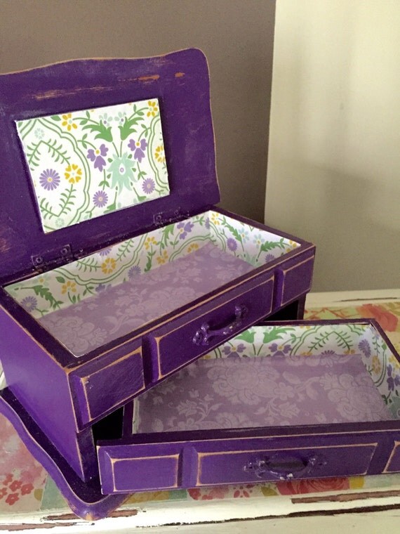 Upcycled Purple Floral Jewelry Box by Wildorchidss on Etsy