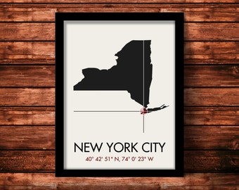 New York City Map Print | New York City Map Art | New York City Print | New York City Gift | New York Map | 11 x 14 Print