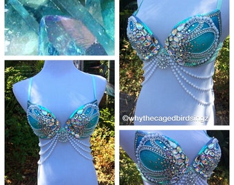 Crystal Shell Mermaid Bra | Rave Bra | Rave Outfit • Made to Order in Any Size or Color