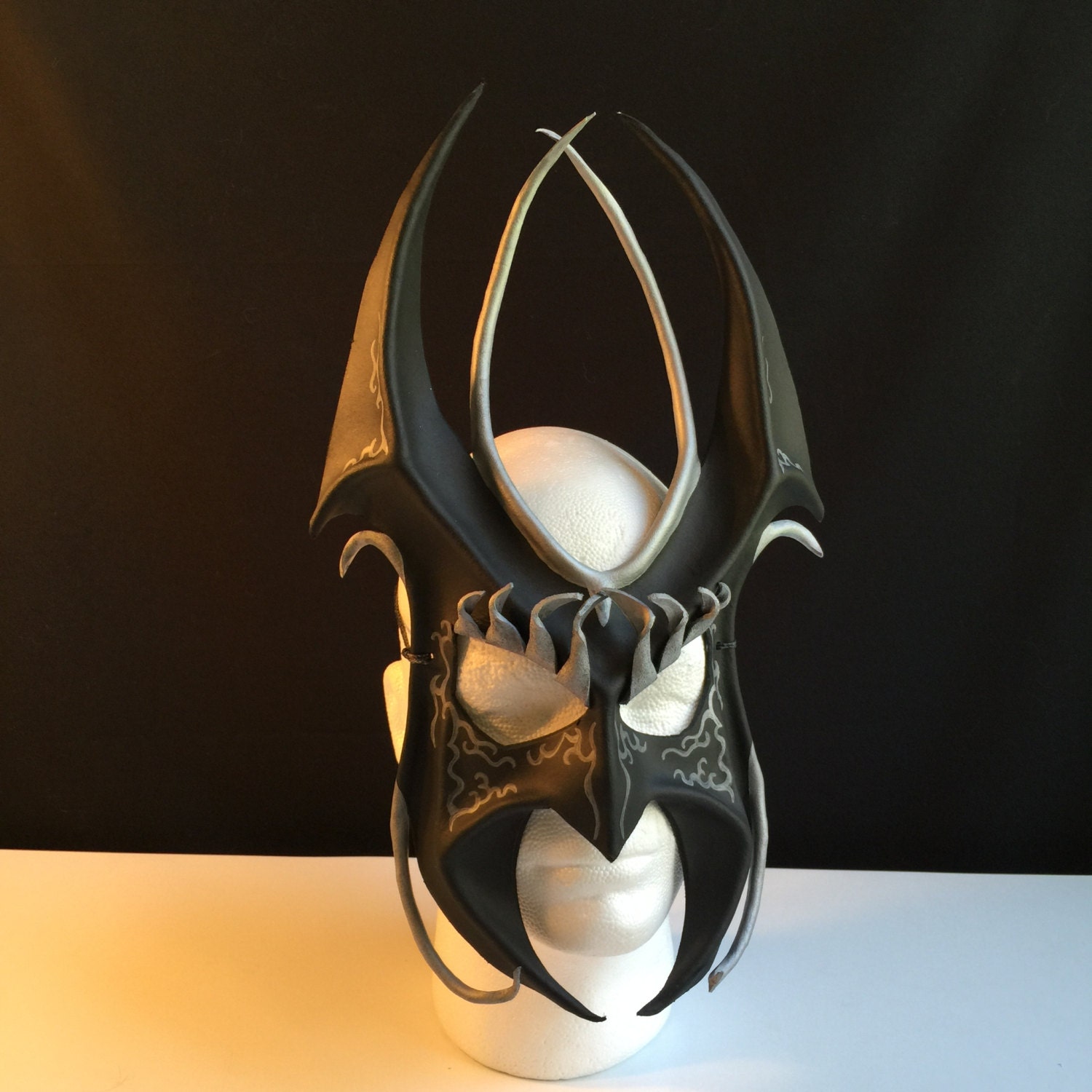 Silver & Black Leather Mask Halloween Villian Festival Mask