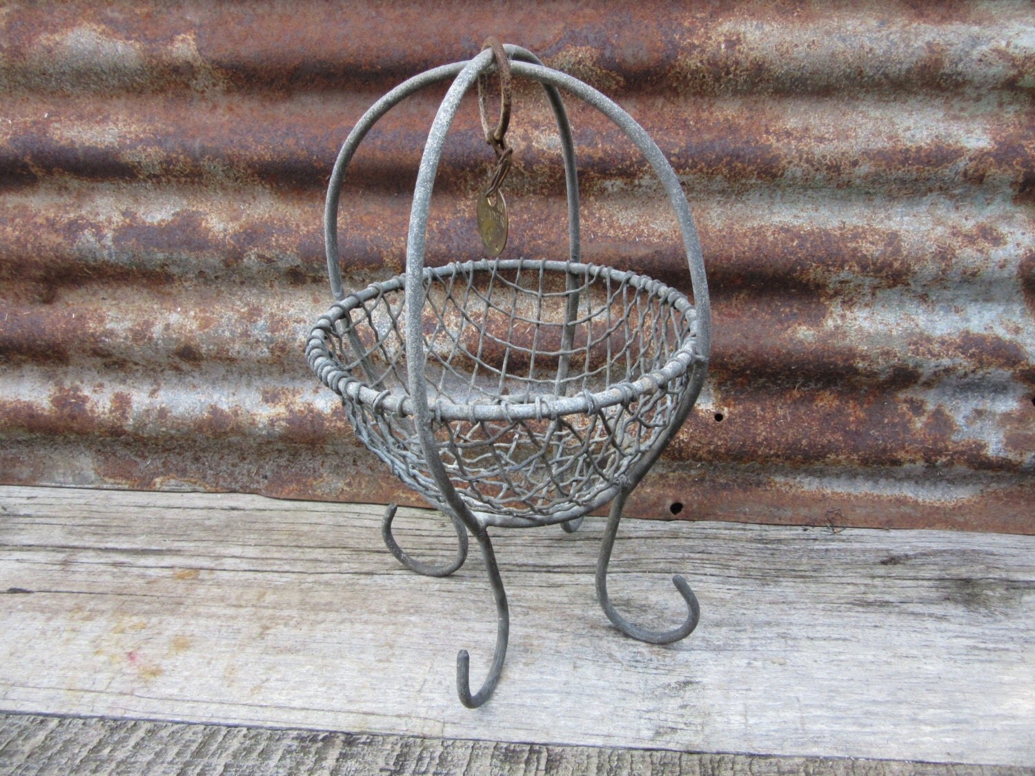 Antique Metal Miners Basket 1920s-1950s Era Vintage Wire Mesh Basket ...