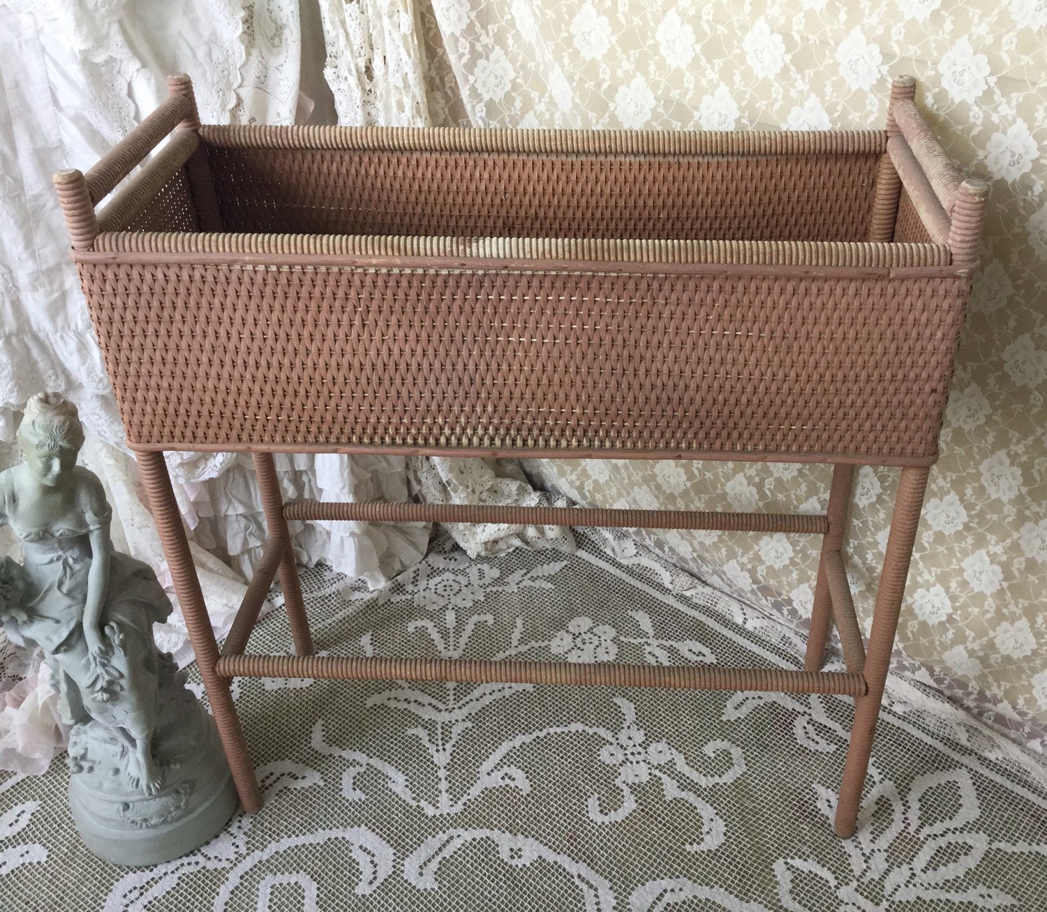 Vintage Heywood Wakefield Wicker Plant Stand Wicker Flower