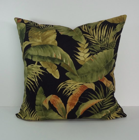 Tropical Decorative Pillow Cover Black Green Brown Throw