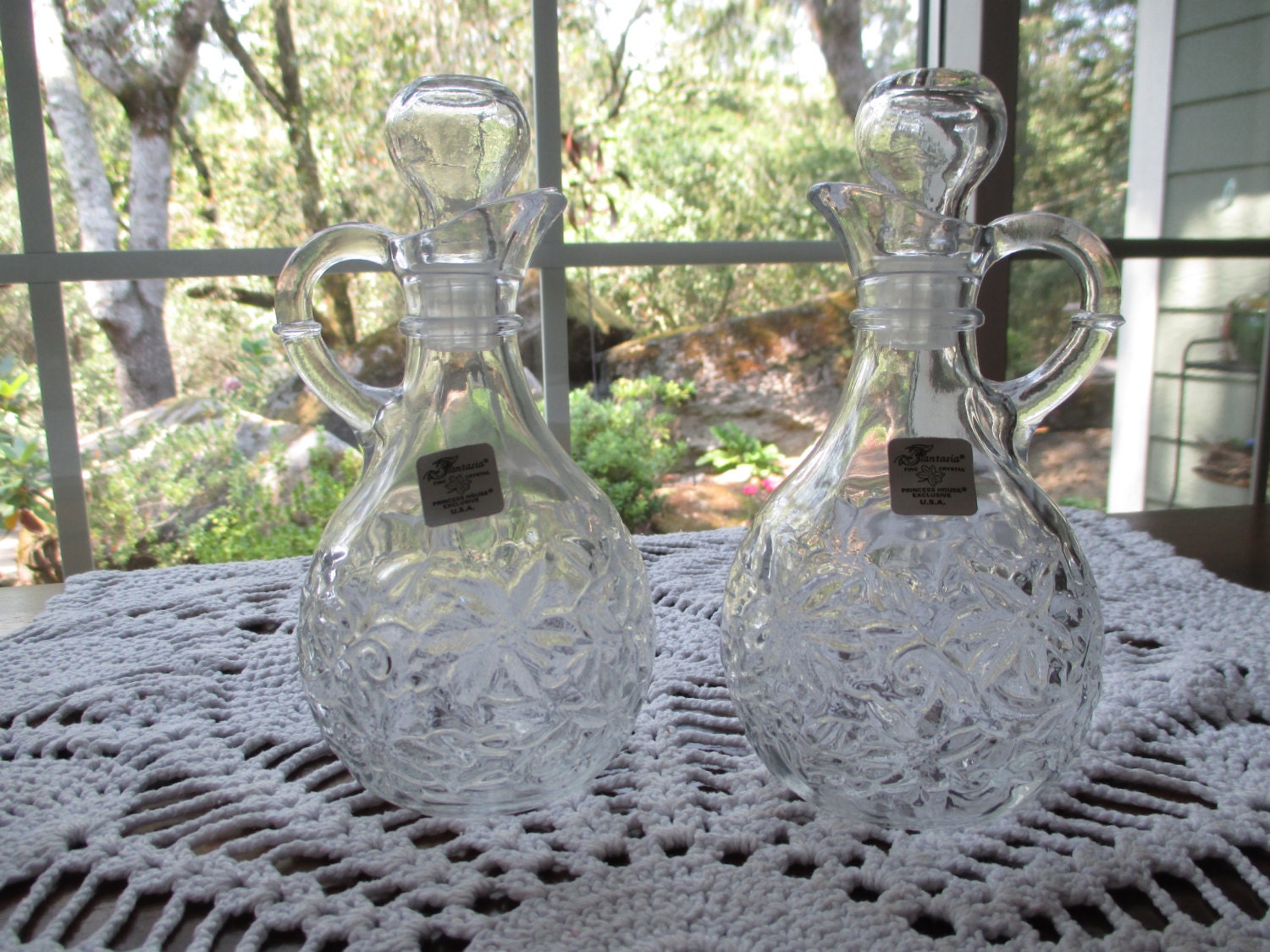 Princess House Crystal Cruet Set NOS NIB Haute Juice