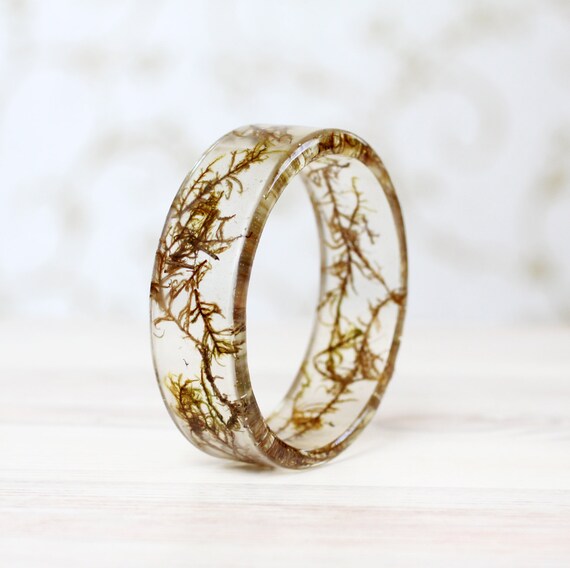 Real Green moss Bracelet - Epoxy resin bracelet - Unique woodland crystal resin Bracelet