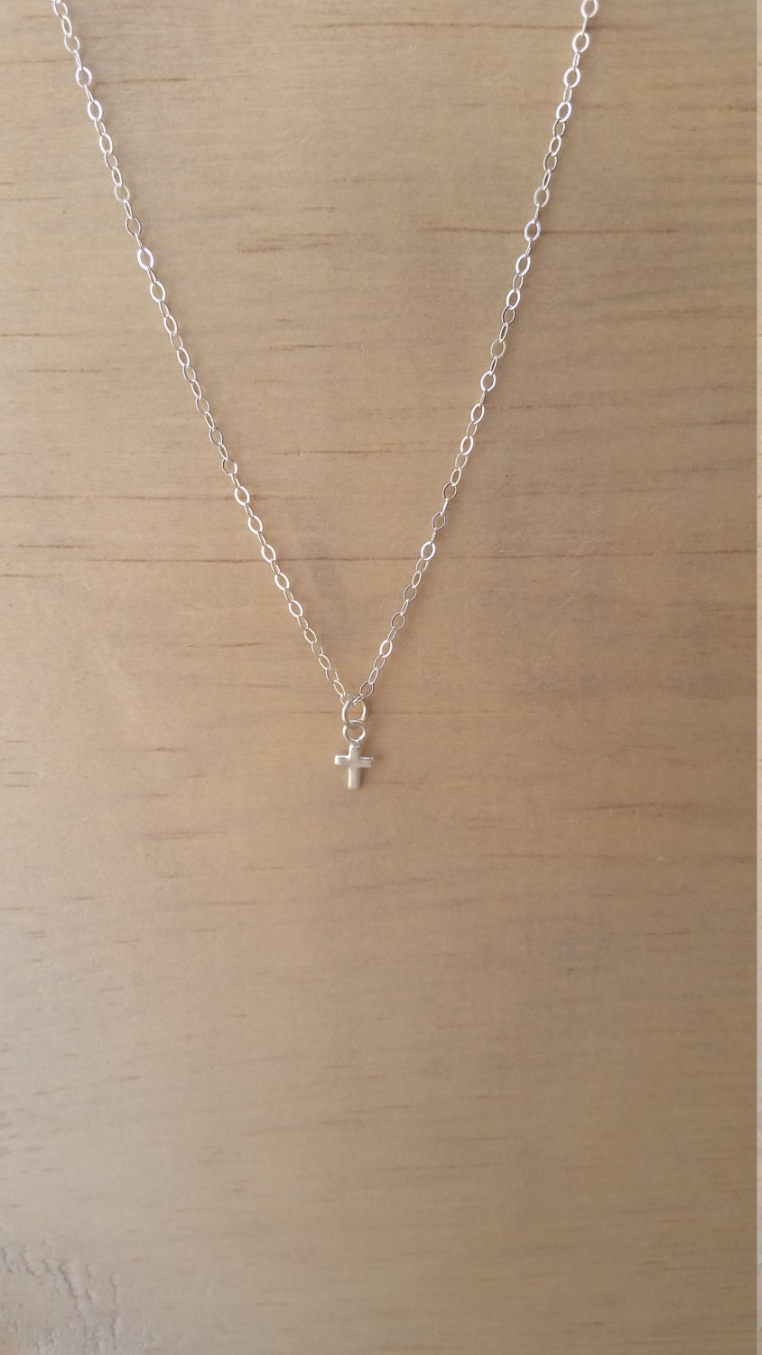 Dainty sterling silver cross necklace