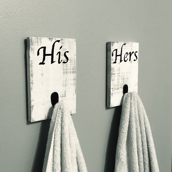 His and Hers Towel Hooks, Reclaimed wood hangers, Mr. & Mrs. 5 x 8