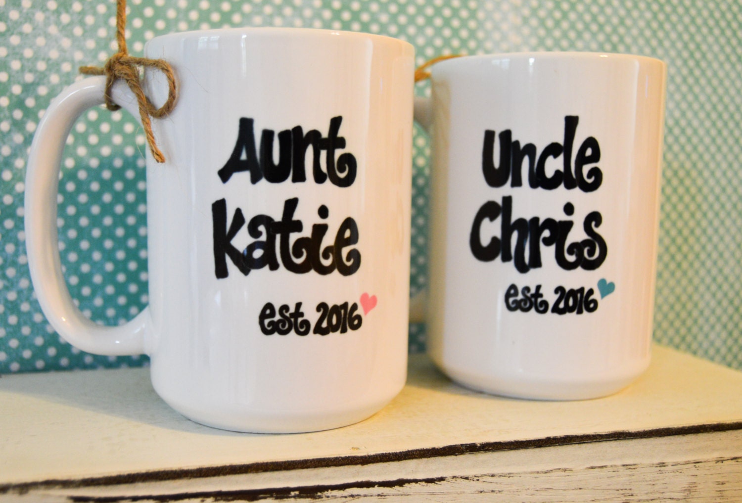 New AUNT or UNCLE Mugs Est. Year Cute Pregnancy Announcement