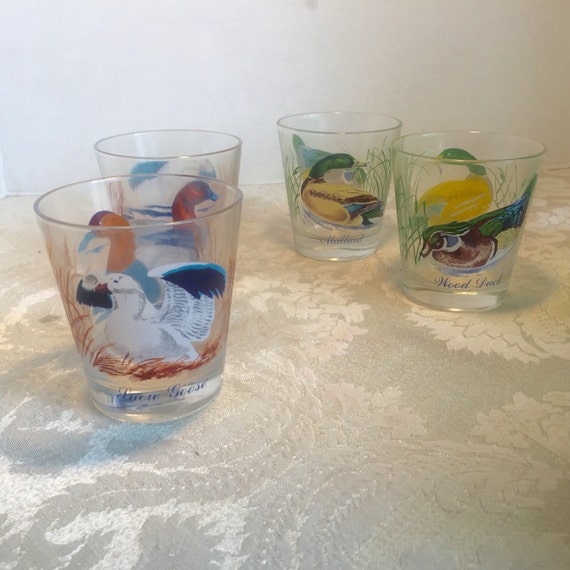 Vintage Duck Lowball Glasses / Whiskey Barware Made in France