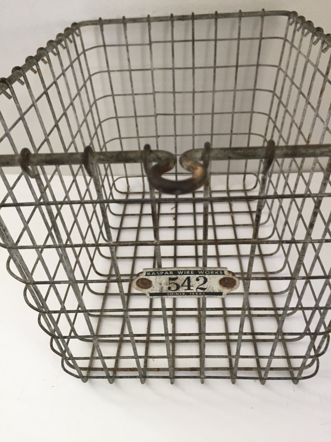 Vintage Gym Locker Wire Basket No. 222 Kasper Wire Works Shiner Texas