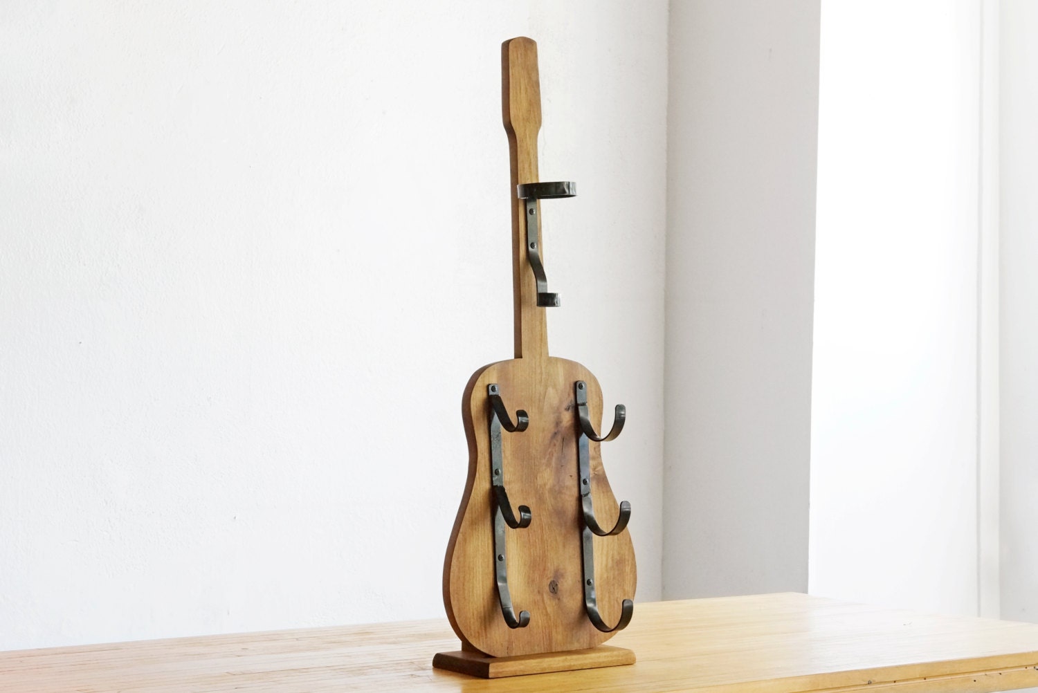 Guitar Wine Rack Handmade of Alder and Steel by RehabVintageLA