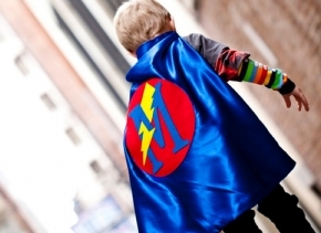 Best Selling Blue and Red Personalized Boy SUPERHERO Cape with bolt - 26 inches - Customize your Letter for Custom Halloween costume