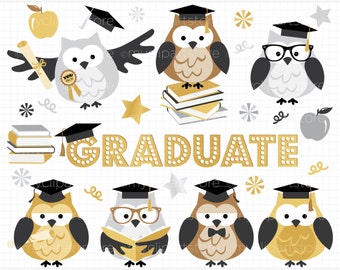 Clipart - Graduatuion Owls / Graduate - Digital Clip Art (Instant Download)