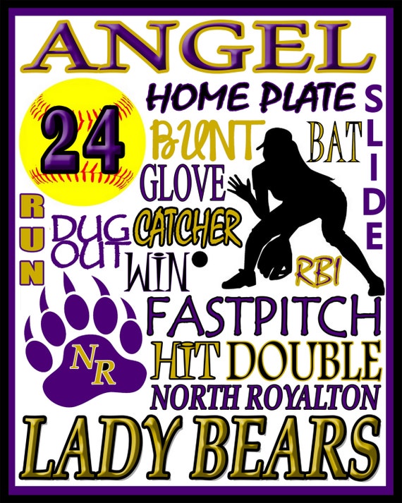 Softball Print custom softball poster by PinksPerfections on Etsy