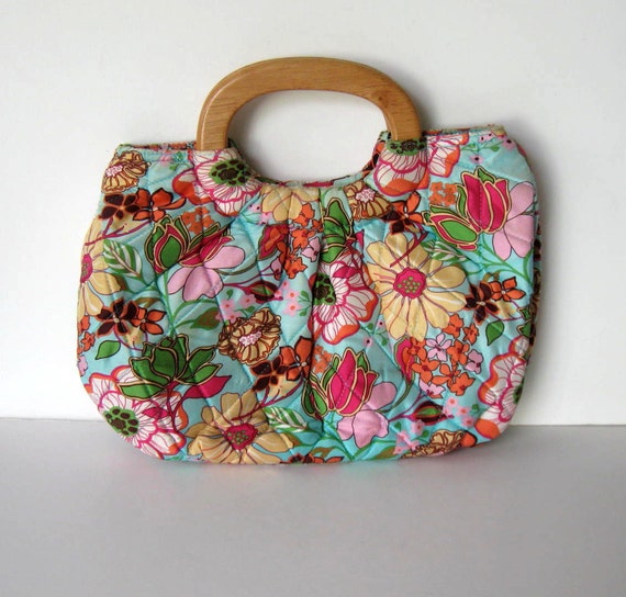 Vintage Vera Bradley fabric purse handbag, Turquoise and pink purse ...