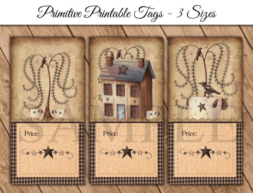 Primitive Printable Price Tags DIY Printable Tags Tea