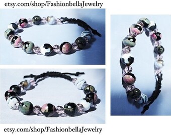 Glass beads and crystal bracelet, bracelet, glass beads bracelet