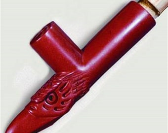 Eagle Effigy Pipe Catlinite Red Pipestone 30" Peace Pipe Ceremonial