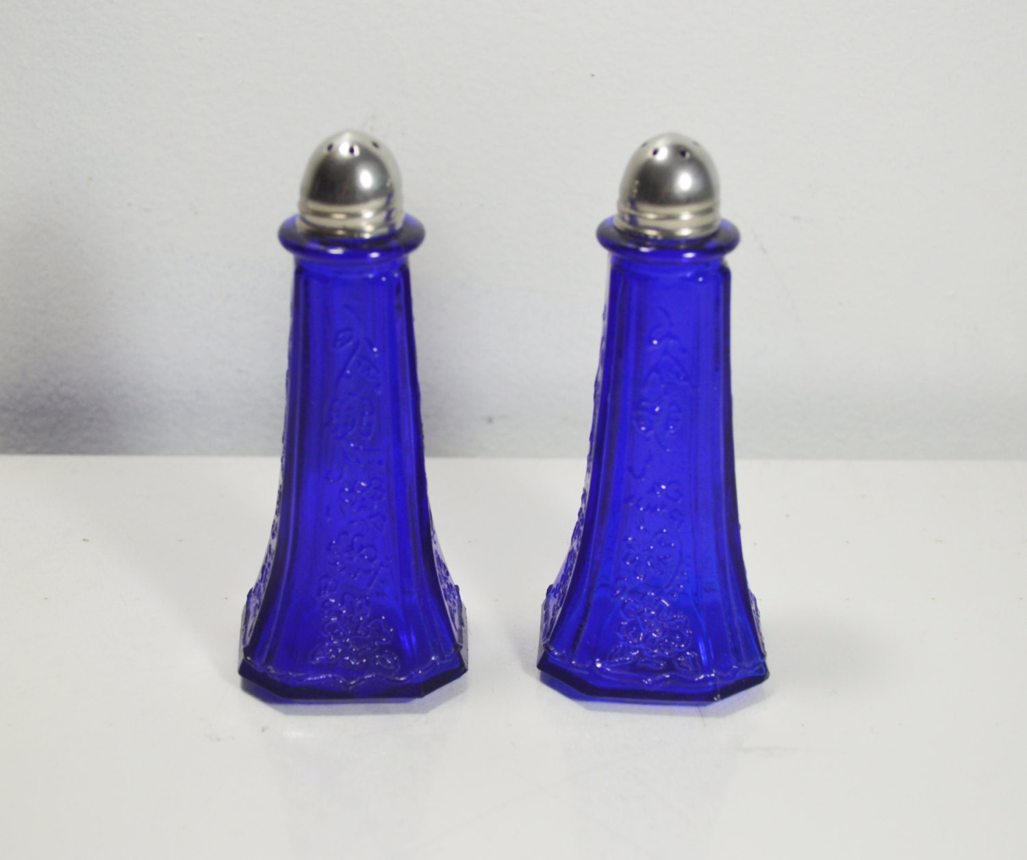 Cobalt Blue Glass Salt and Pepper Shakers