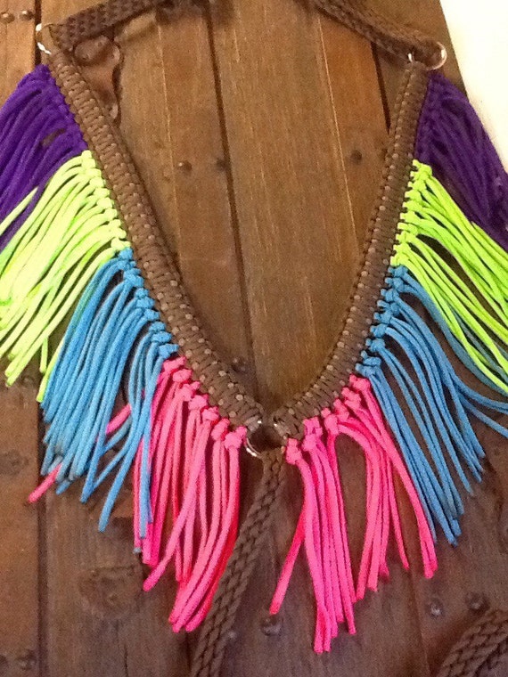 Fringe breast collar horse tack