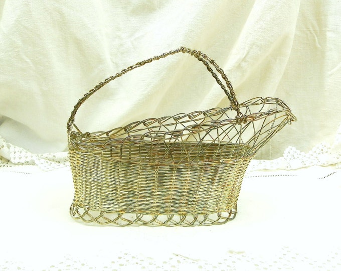 Vintage French Silver Plated Wire Wine Basket / Dining / Tableware / Dinner Party / Restaurant / Kitchenware / Wine Serving / Bottle Basket Vintage French Silver Plated Wire Wine Basket / Dining / Tableware / Dinner Party / Restaurant / Kitchenware / Wine Serving / Bottle Basket