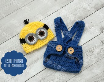 Crochet Minion Beanie and Diaper Cover pattern from ...