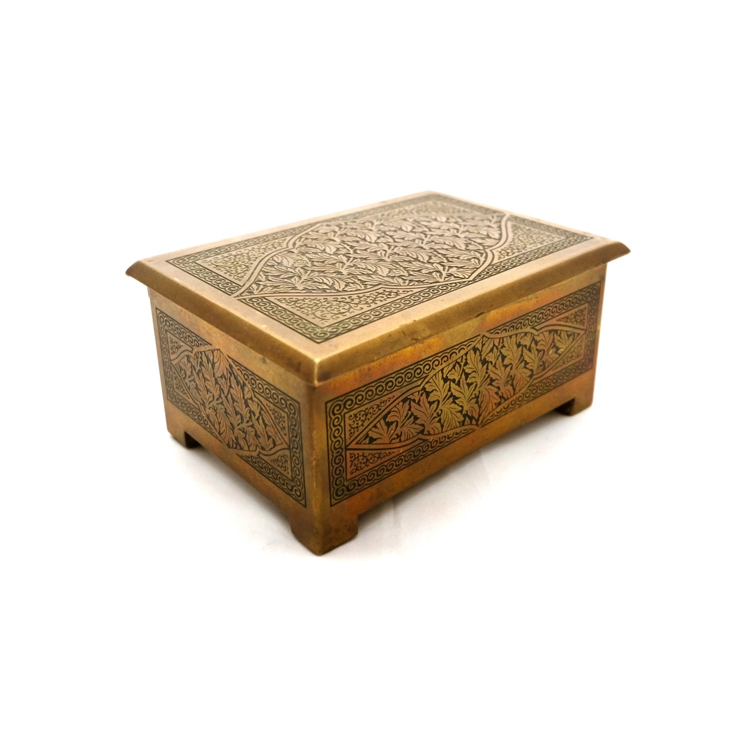 Brass Box, Decorative Brass Jewellery Box With Lid, Brass Trinket Box