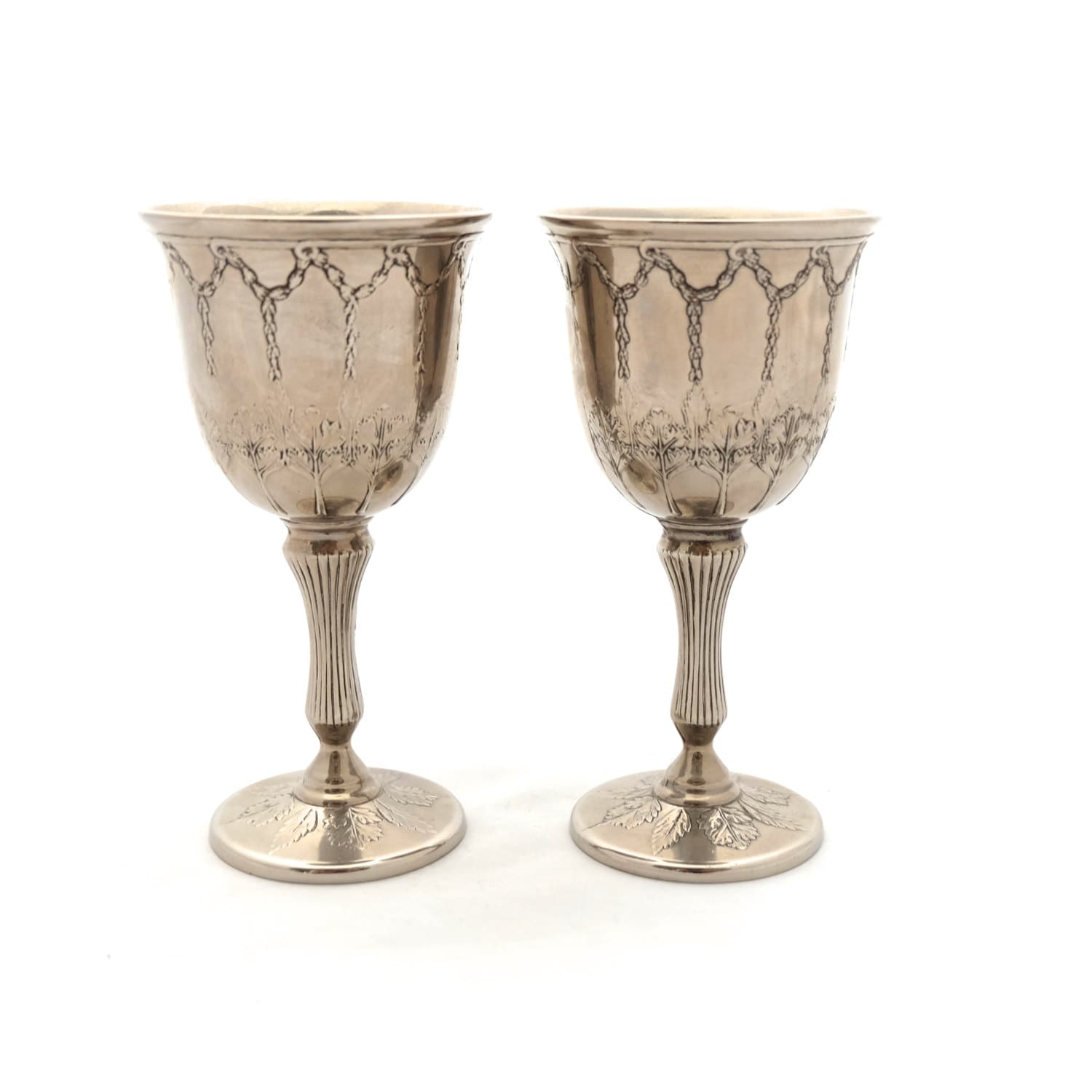 Pair of Silver Plated Grenadier Wine Goblets Silver Trophy