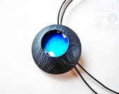 Grey blue 3D pendant, Handmade art jewelry, 3D round pendant, Polymer clay jewelry, Everyday jewelry, Dimensional necklace, Gift for her