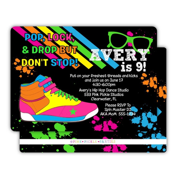 Hip Hop Dance Birthday Party Invitations 1