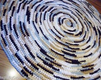 Large Rag Rug Crochet Rug Handmade Rug 60 inches Round Rug Modern Carpet