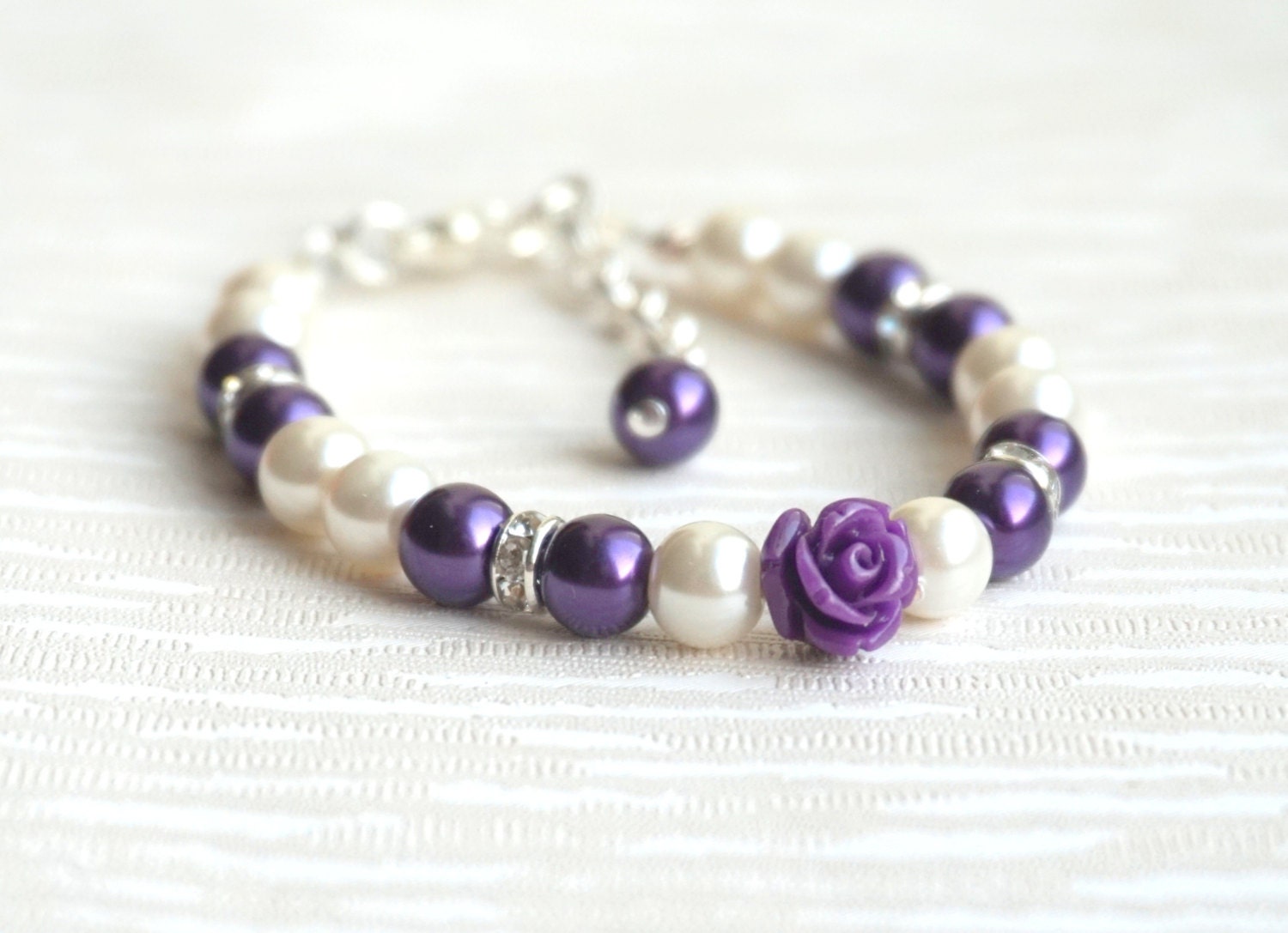 Flower girl bracelet Dark purple bracelet Dark by LaurinWedding