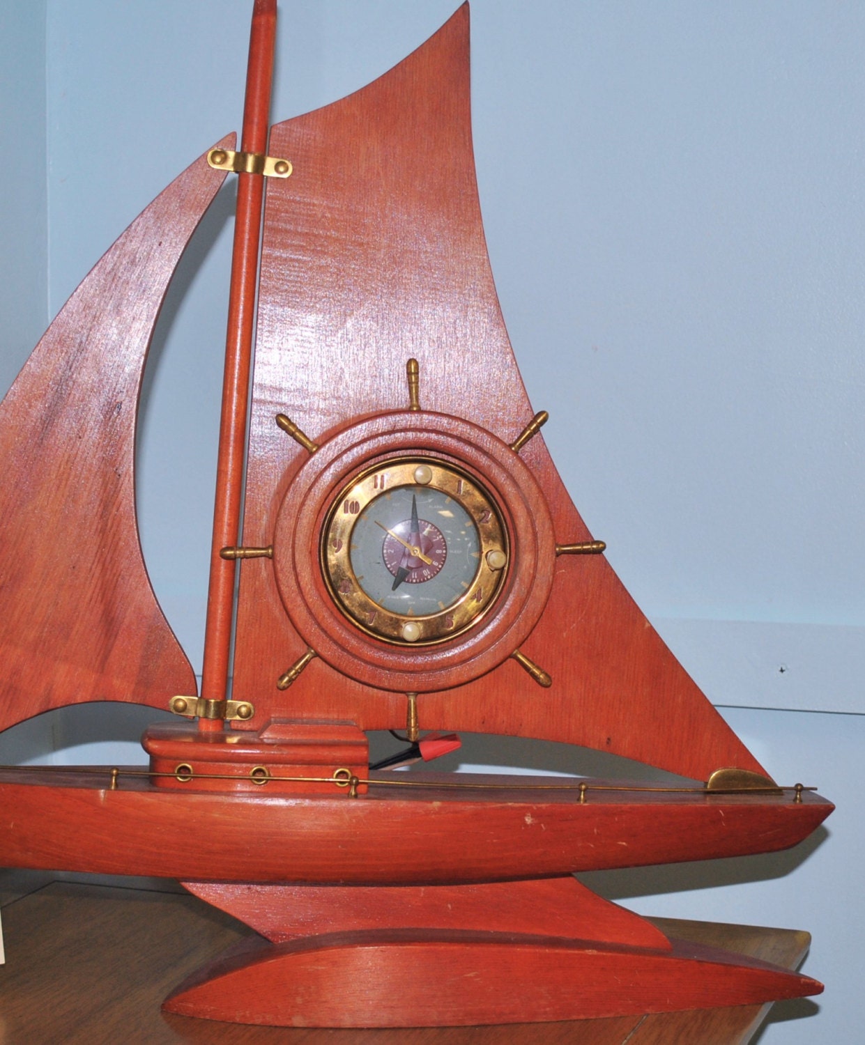 vintage wooden sailboat clock