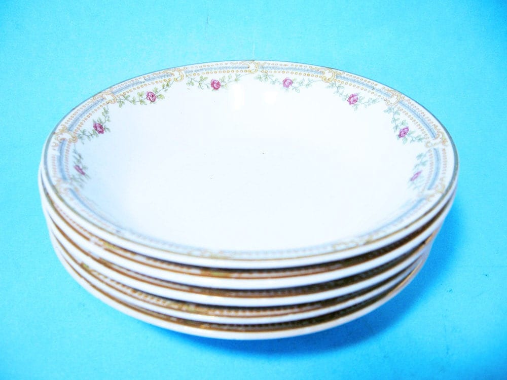5 Berry Bowls with Rose Garland,Edwin M.Knowles China Co, set of 5 ... 5 Berry Bowls with Rose Garland,Edwin M.Knowles China Co, set of 5 ...