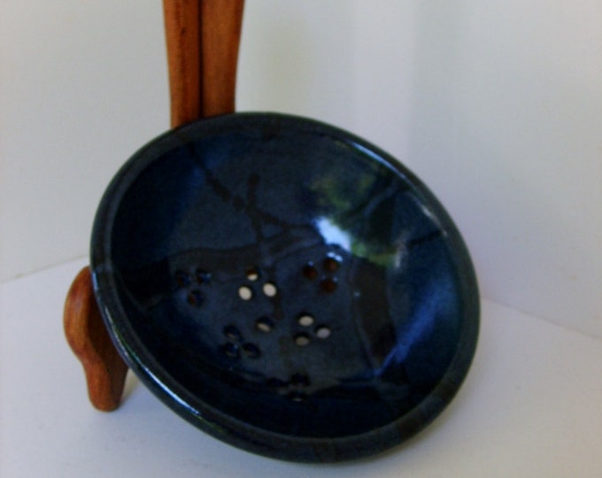 Vintage NC pottery berry bowl, Rick Urban signed, hand thrown clay, hand crafted, dark blue black subtle designs, mothers day, coupon