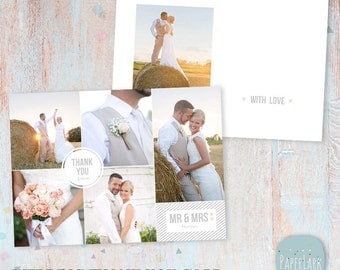 Wedding Thank You Card 5x7 inch - Photoshop template - AW021 - INSTANT DOWNLOAD