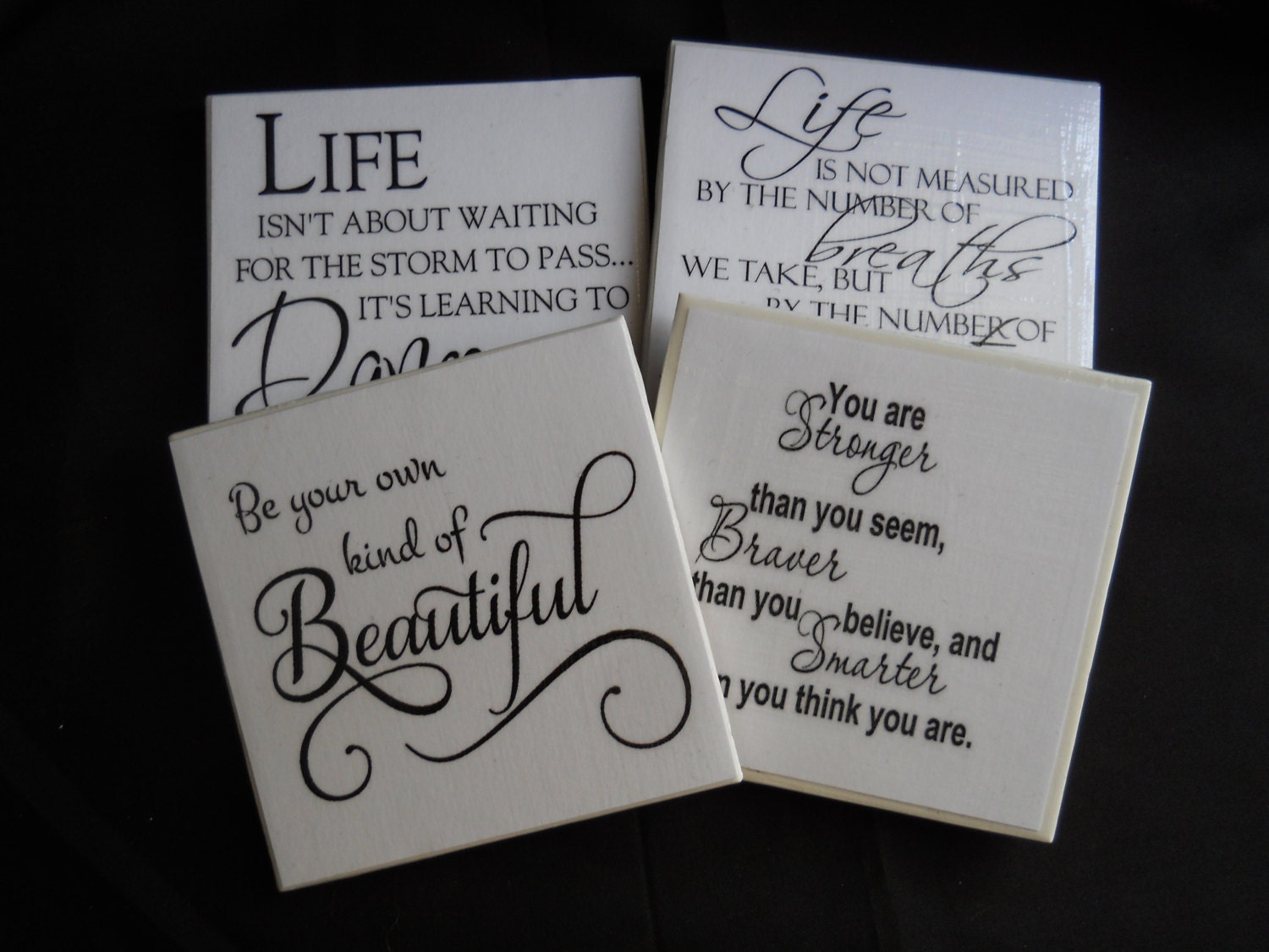 Inspirational Coasters Tile Coasters Black and White