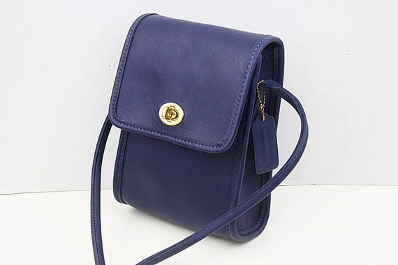 navy blue leather shoulder bag